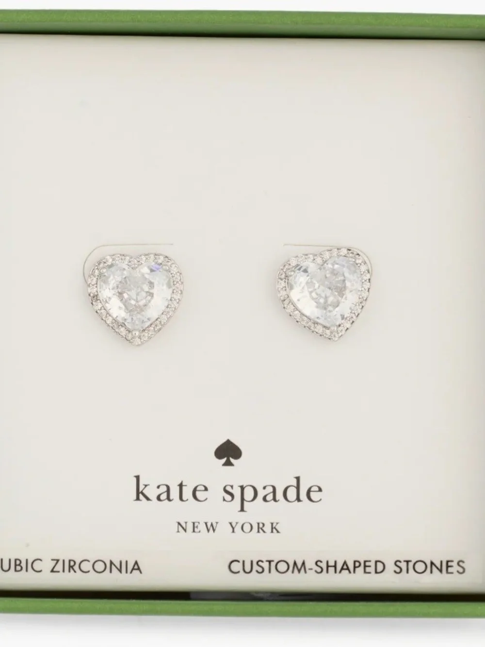 kate Spade Silver Heart Halo Stud Earrings with Clear Stones